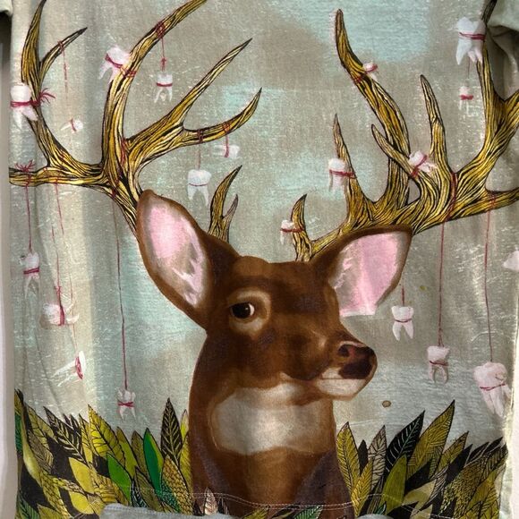 Y2K Fairycore T-Shirt Whimsical Woodland Whimsigoth Artsy Green Brown Size Large - Picture 2 of 6